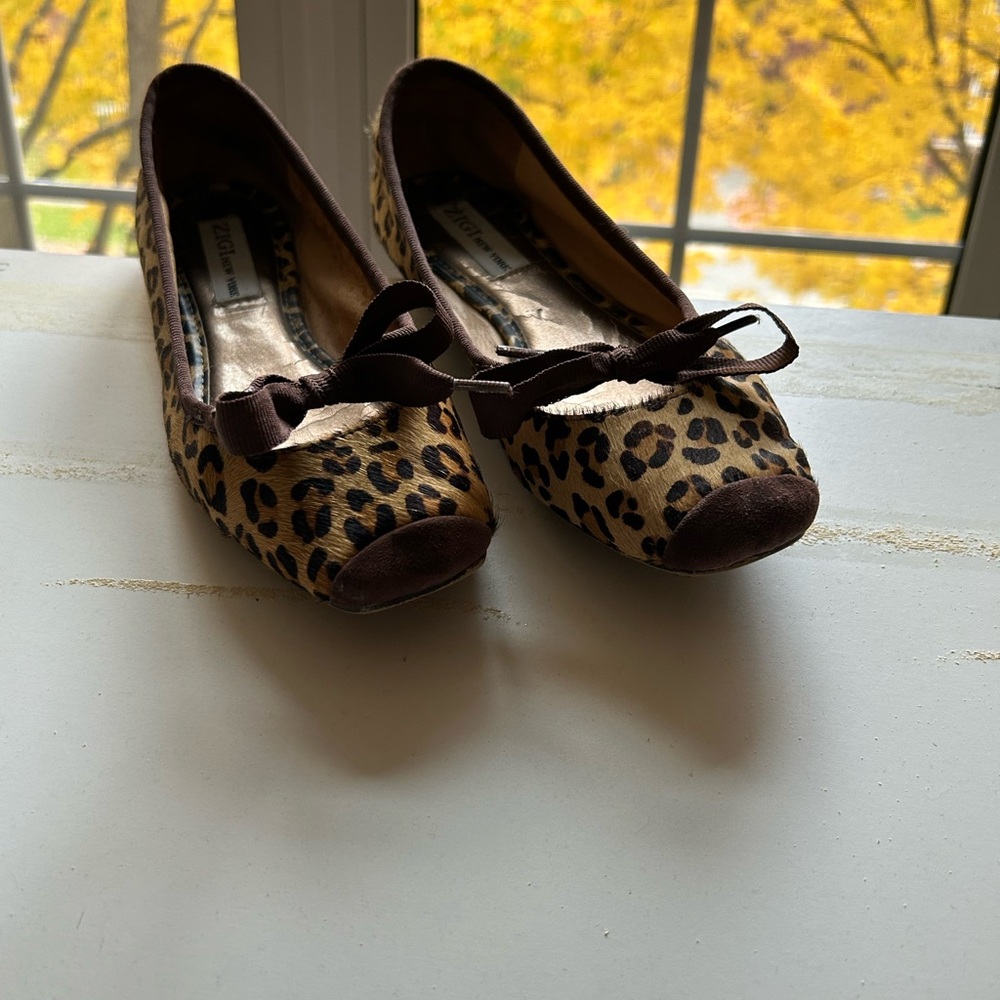 Leopard Ballet Flats with Ribbon